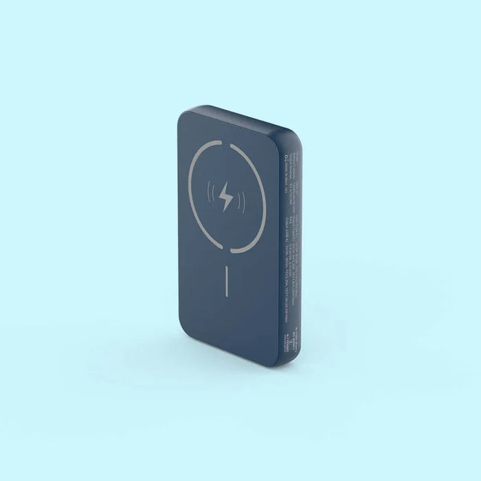 Wireless charging pad on a light blue background