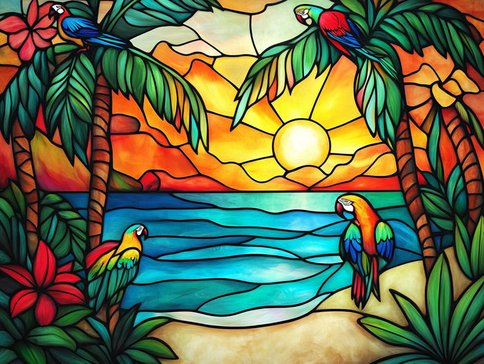 Swaying Palm Trees Stained Glass