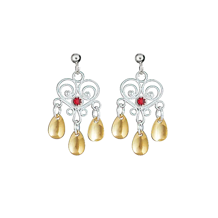 Sylvsmidja Earring Heart with Red Stone Solje 744511