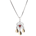 Sylvsmidja Necklace Heart with Red Stones Solje