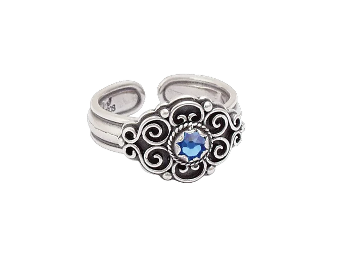 Sylvsmidja Ring Bunad Blue Stone Solje