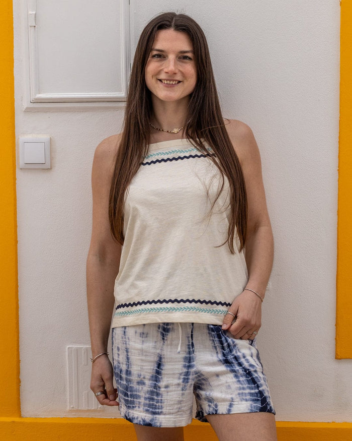 Talwyn Womens Slub Vest in Cream