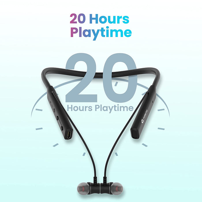 Toreto Beta Lite Wireless Bluetooth 5.0 Neckband Headset with upto 20Hrs Playtime