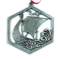 Viking Ship Hexagon Pewter Ornament Norway